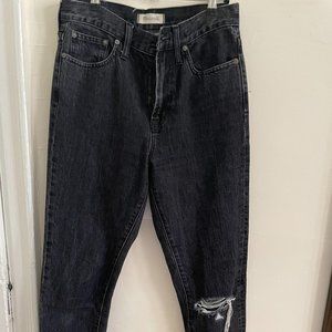 Madewell Perfect Vintage Jeans with Knee Slit in Washed Black, Size 26 (TALL)